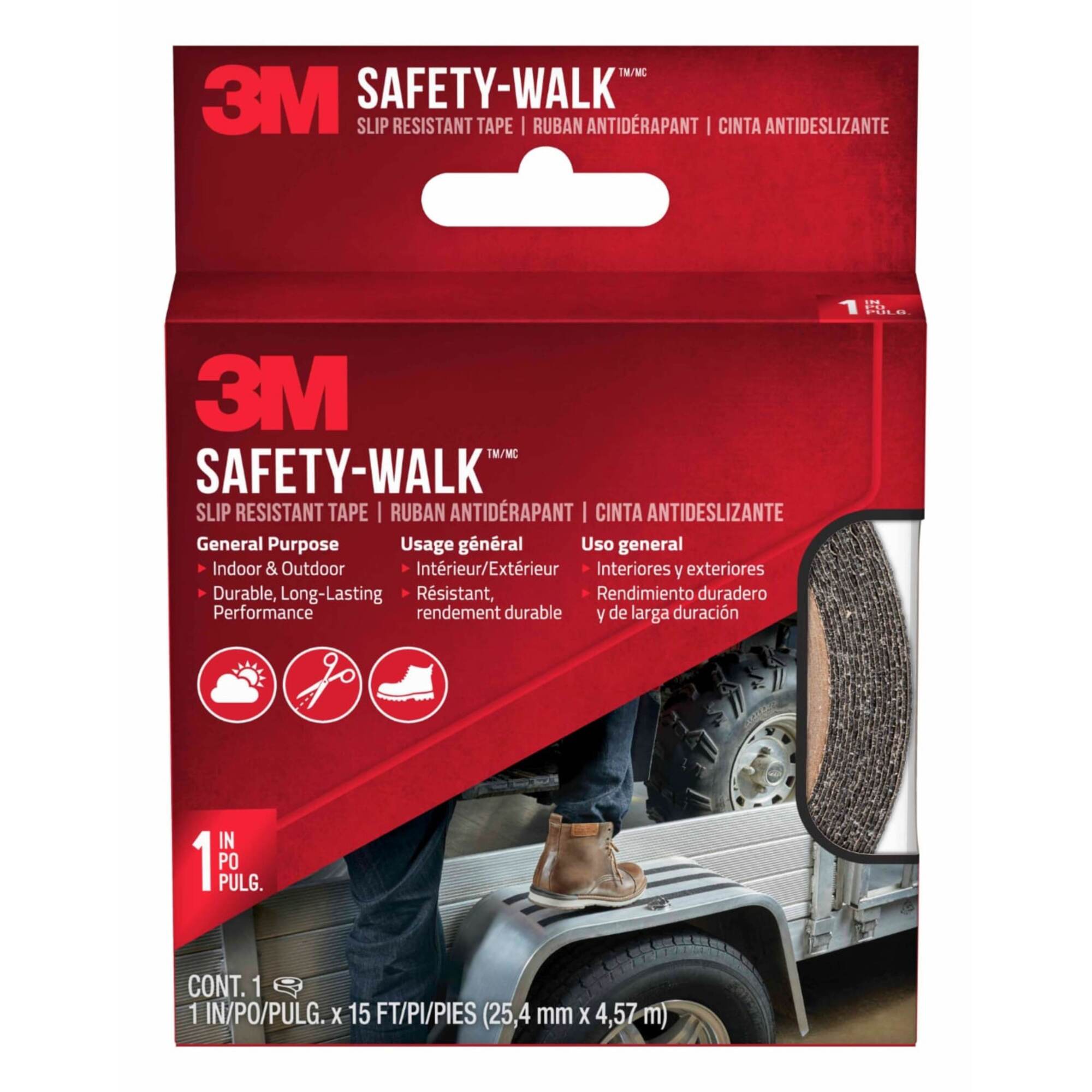 3M™ Safety-Walk™ Slip Resistant Tape, 610B-R1X180, 1 in x 15 ft, Black